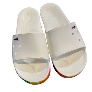 Crocs rainbow Pride slides men 6 womans 8